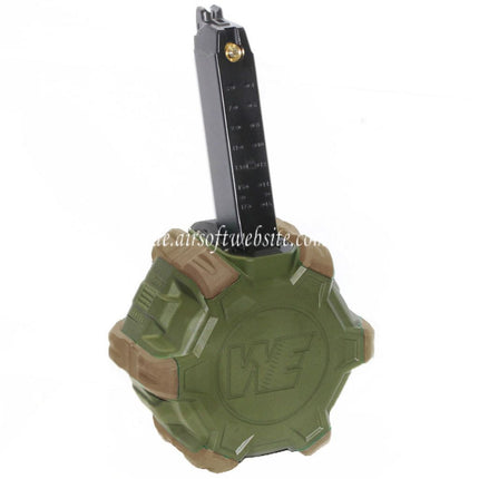 WE (WE-TECH) 350rd Gas Trommelmagazin Geeignet für G17 G18C G-Serie GBB Pistolen Airsoft