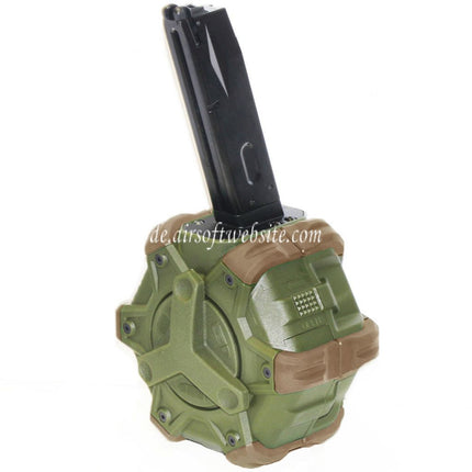 WE (WE-TECH) 350rd Gas Trommelmagazin Geeignet für AW MB Serie / KJW / WE / Tokyo Marui M9 M92 GBB Pistolen Airsoft