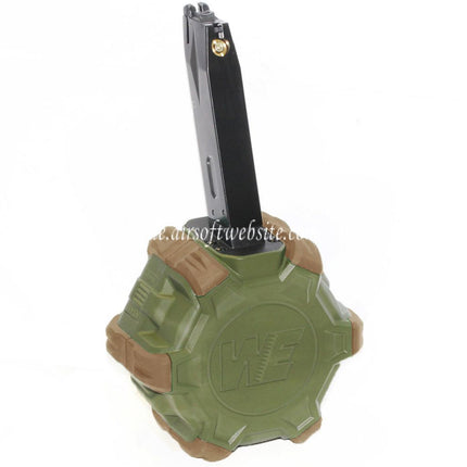 WE (WE-TECH) 350rd Gas Trommelmagazin Geeignet für AW MB Serie / KJW / WE / Tokyo Marui M9 M92 GBB Pistolen Airsoft