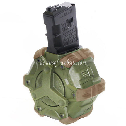 WE (WE-TECH) 350rd Gas Trommelmagazin Geeignet für WE (WE-TECH) Open Bolt Typ L85 / SCAR-L / R5C / T65 / HK416 / AR M4 M16 GBB Gewehre Airsoft