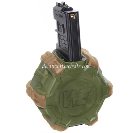 WE (WE-TECH) 350rd Gas Trommelmagazin Geeignet für WE (WE-TECH) Open Bolt Typ L85 / SCAR-L / R5C / T65 / HK416 / AR M4 M16 GBB Gewehre Airsoft