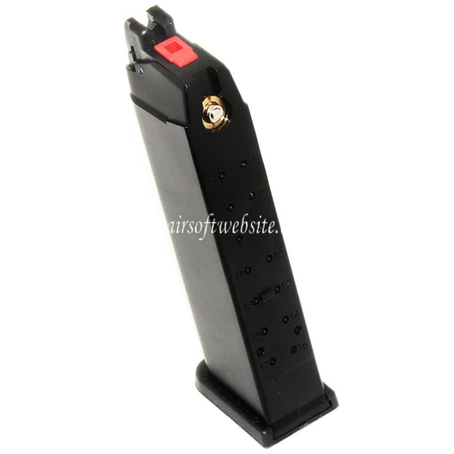 WE (WE-TECH) 26rd Galaxy Gas Magazin Geeignet für WE MOS Optic Ready Slide Version EMG SAI BLU AW VX7 VX9 G17 G19 Serie GBB Pistolen Airsoft Schwarz