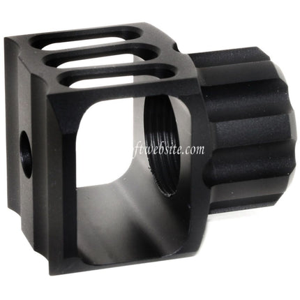 5KU CNC Aluminium LAF-24 Stil Mündungsbremse Mündungsfeuerdämpfer Geeignet für +24mm CW Clockwise Thread Barrel Gewehre Airsoft Schwarz