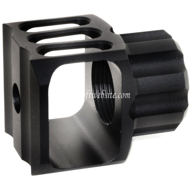 5KU CNC Aluminium LAF-24 Stil Mündungsbremse Mündungsfeuerdämpfer Geeignet für +24mm CW Clockwise Thread Barrel Gewehre Airsoft Schwarz