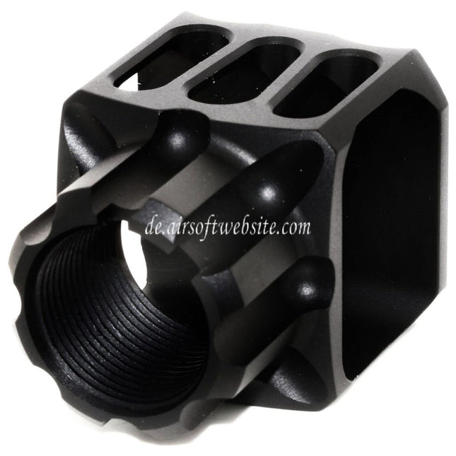 5KU CNC Aluminium LAF-24 Stil Mündungsbremse Mündungsfeuerdämpfer Geeignet für +24mm CW Clockwise Thread Barrel Gewehre Airsoft Schwarz