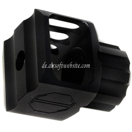 5KU CNC Aluminium LAF-24 Stil Mündungsbremse Mündungsfeuerdämpfer Geeignet für +24mm CW Clockwise Thread Barrel Gewehre Airsoft Schwarz