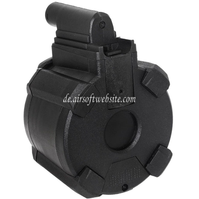 BATTLEAXE 1400rd Elektrisch Trommelmagazin Geeignet für CYMA Golden Eagle Double Eagle Tokyo Marui M870 Schrotflinte Airsoft Schwarz