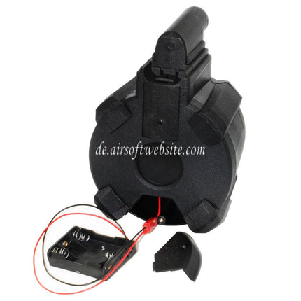 BATTLEAXE 1400rd Elektrisch Trommelmagazin Geeignet für CYMA Golden Eagle Double Eagle Tokyo Marui M870 Schrotflinte Airsoft Schwarz