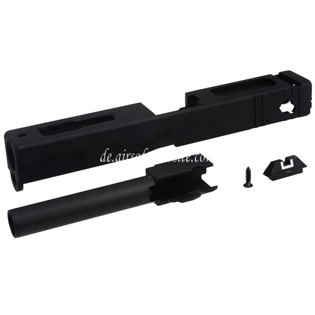 E&C Metall Schlittenlauf Set mit Kimme Geeignet für E&C G18C GBB Pistolen Airsoft Schwarz