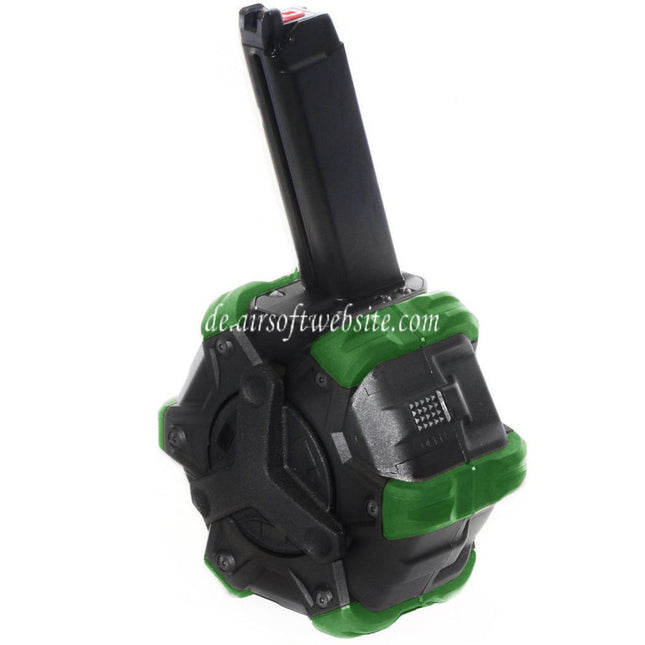 Armorer Works AW Custom 350rd Gas Adaptive Trommelmagazin Geeignet für G17 G18C G-Serie GBB Pistolen Airsoft
