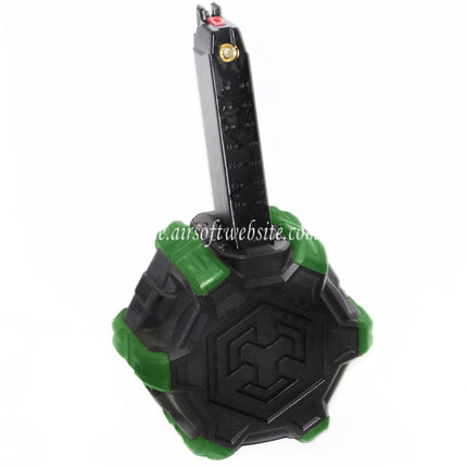 Armorer Works AW Custom 350rd Gas Adaptive Trommelmagazin Geeignet für G17 G18C G-Serie GBB Pistolen Airsoft