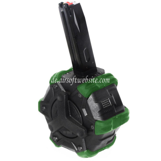 Armorer Works AW Custom 350rd Gas Adaptive Trommelmagazin Geeignet für AW MB Serie / KJW / WE (WE-TECH) / Tokyo Marui M9 M92 GBB Pistolen Airsoft
