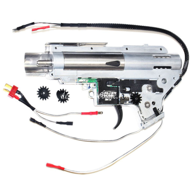 APS SDU 2.0 e-Silver Edge Version 2 V2 Getriebe QD Schnellwechsel Federsystem Geeignet für M4 M16 Serie AEG Gewehre Airsoft Hinten verkabelt