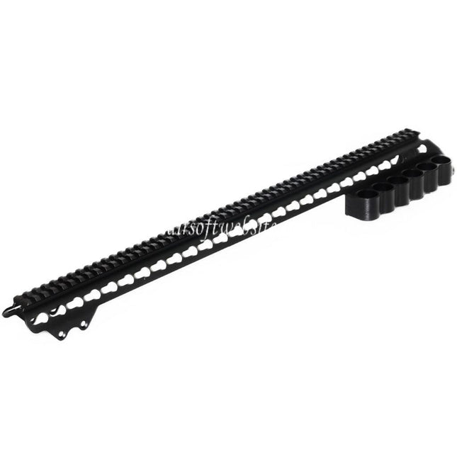 CYMA 537mm Aluminium KeyMod Ober schienen System mit 6-Schalen Trägerhalterung Geeignet für CYMA Tokyo Marui M870 Serie Schrotflinte Airsoft Schwarz
