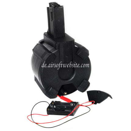 BATTLEAXE 1400rd Elektrisch Trommelmagazin Geeignet für MP5 Serie AEG Gewehre Airsoft Schwarz