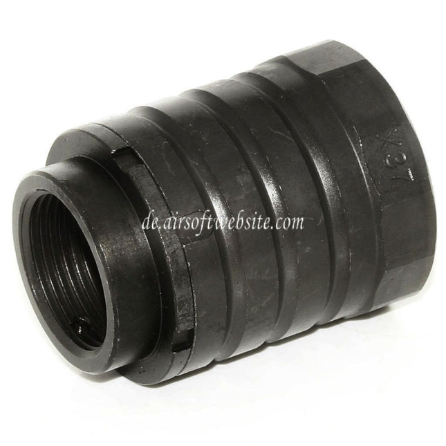 5KU 50mm 360 X37 Mündungsbremse Mündungsfeuerdämpfer mit Blast Shield Geeignet für +24mm CW Rechtsgewinde Lauf Gewehre Airsoft Schwarz