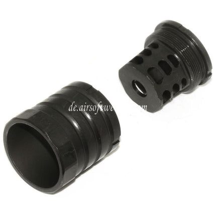 5KU 48mm 360 X37 Mündungsbremse Mündungsfeuerdämpfer mit Blast Shield Geeignet für -14mm CCW Gegen den Uhrzeigersinn Lauf Gewehre Airsoft Schwarz