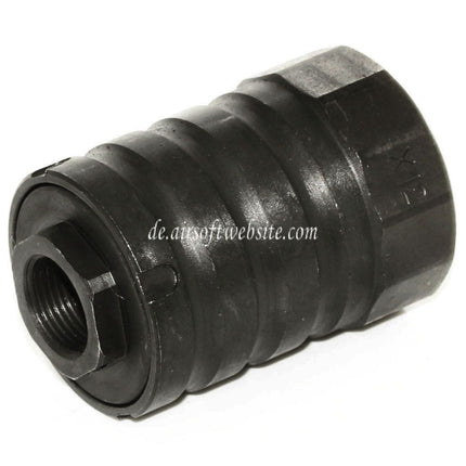 5KU 53mm 360 X12 Mündungsbremse Mündungsfeuerdämpfer mit Blast Shield Geeignet für -14mm CCW Gegen den Uhrzeigersinn Lauf Gewehre Airsoft Schwarz