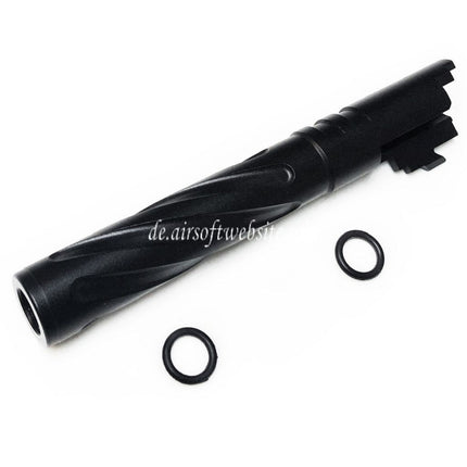 5KU 5 Zoll 123/127mm CNC Aluminium Tornado Stil Spiral Äußerer Lauf +11mm CW im Uhrzeigersinn Geeignet für Armorer Works AW WE-TECH Tokyo Marui Hi-Capa 5.1 GBB Pistolen Airsoft