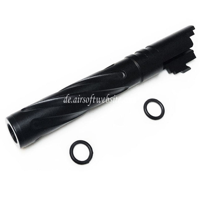 5KU 5 Zoll 123/127mm CNC Aluminium Tornado Stil Spiral Äußerer Lauf +11mm CW im Uhrzeigersinn Geeignet für Armorer Works AW WE-TECH Tokyo Marui Hi-Capa 5.1 GBB Pistolen Airsoft