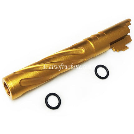 5KU 5 Zoll 123/127mm CNC Aluminium Tornado Stil Spiral Äußerer Lauf +11mm CW im Uhrzeigersinn Geeignet für Armorer Works AW WE-TECH Tokyo Marui Hi-Capa 5.1 GBB Pistolen Airsoft