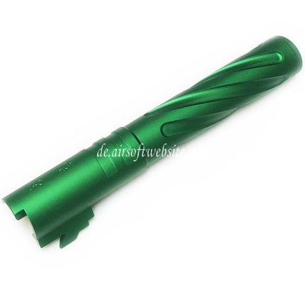 5KU 5 Zoll 123/127mm CNC Aluminium Tornado Stil Spiral Äußerer Lauf +11mm CW im Uhrzeigersinn Geeignet für Armorer Works AW WE-TECH Tokyo Marui Hi-Capa 5.1 GBB Pistolen Airsoft