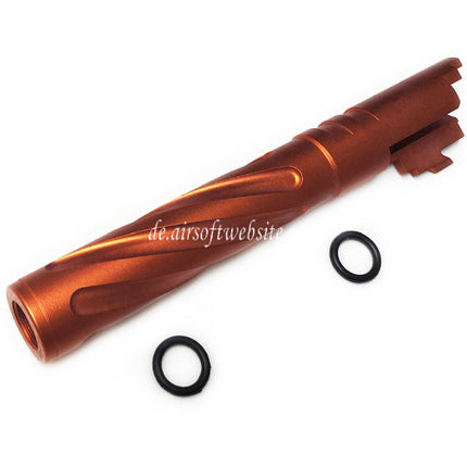 5KU 5 Zoll 123/127mm CNC Aluminium Tornado Stil Spiral Äußerer Lauf +11mm CW im Uhrzeigersinn Geeignet für Armorer Works AW WE-TECH Tokyo Marui Hi-Capa 5.1 GBB Pistolen Airsoft