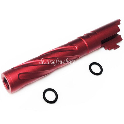 5KU 5 Zoll 123/127mm CNC Aluminium Tornado Stil Spiral Äußerer Lauf +11mm CW im Uhrzeigersinn Geeignet für Armorer Works AW WE-TECH Tokyo Marui Hi-Capa 5.1 GBB Pistolen Airsoft