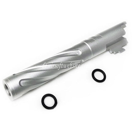 5KU 5 Zoll 123/127mm CNC Aluminium Tornado Stil Spiral Äußerer Lauf +11mm CW im Uhrzeigersinn Geeignet für Armorer Works AW WE-TECH Tokyo Marui Hi-Capa 5.1 GBB Pistolen Airsoft