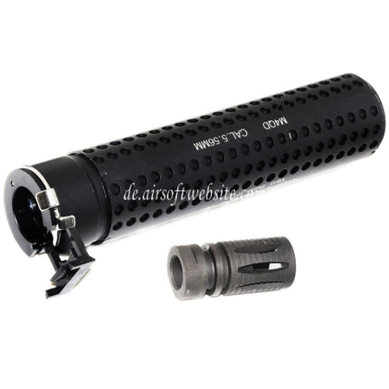 5KU 172mm KAC Stil QD Laufverlängerungsrohr Schalldämpfer mit Mündungsfeuerdämpfer Geeignet für -14mm CCW Gegen den Uhrzeigersinn Lauf Gewehre Airsoft Schwarz