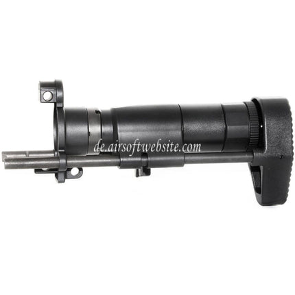 Airsoft Website CNC Aluminum Einziehbarer Schaft mit Adapter Geeignet für CYMA Tokyo Marui MP5K Serie AEG Gewehre Schwarz