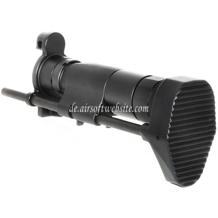 Airsoft Website CNC Aluminum Einziehbarer Schaft mit Adapter Geeignet für CYMA Tokyo Marui MP5K Serie AEG Gewehre Schwarz