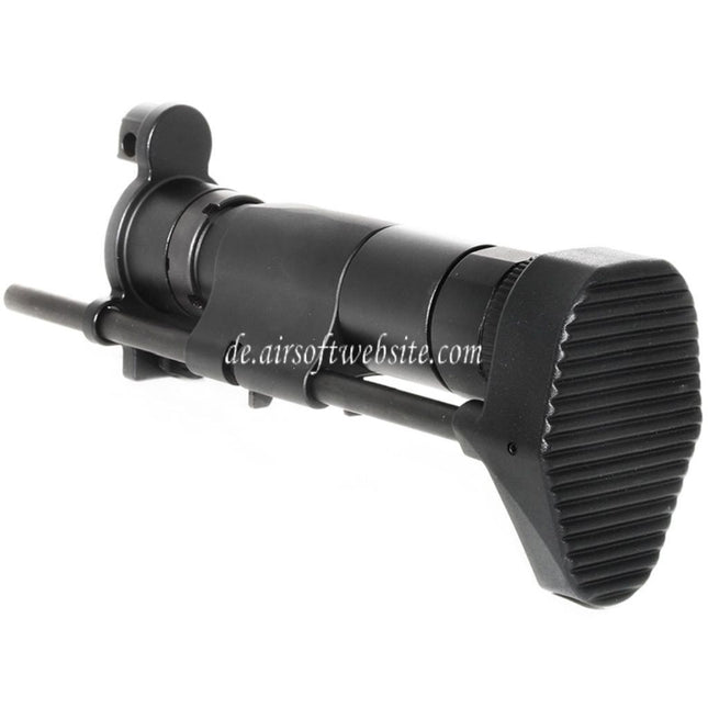 Airsoft Website CNC Aluminum Einziehbarer Schaft mit Adapter Geeignet für CYMA Tokyo Marui MP5K Serie AEG Gewehre Schwarz