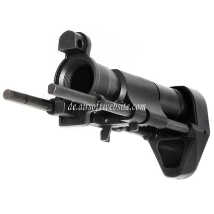 Airsoft Website CNC Aluminum Einziehbarer Schaft mit Adapter Geeignet für CYMA Tokyo Marui MP5K Serie AEG Gewehre Schwarz