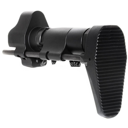 Airsoft Website CNC Aluminum Einziehbarer Schaft mit Adapter Geeignet für CYMA Tokyo Marui MP5 Serie AEG Gewehre Schwarz