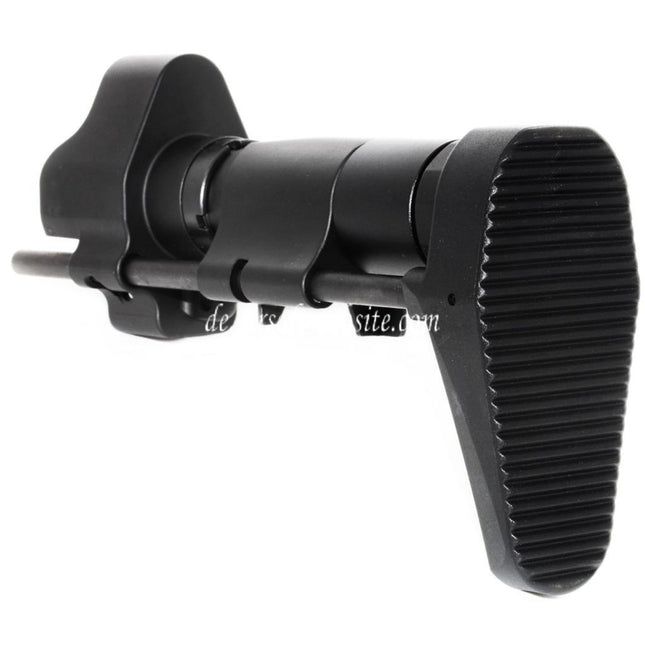 Airsoft Website CNC Aluminum Einziehbarer Schaft mit Adapter Geeignet für CYMA Tokyo Marui MP5 Serie AEG Gewehre Schwarz