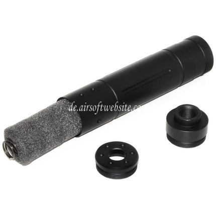 DOUBLE BELL 155mm x 32mm Schalldämpfer Geeignet für -14mm CCW Gegen den Uhrzeigersinn Gewehre Airsoft Schwarz
