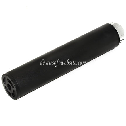 DOUBLE BELL 198mm/204mm x 43mm Schalldämpfer Geeignet für -14mm CCW Gegen den Uhrzeigersinn Gewehre Airsoft Schwarz/Silber