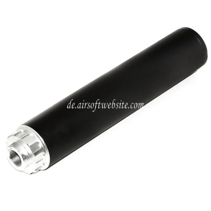 DOUBLE BELL 198mm/204mm x 43mm Schalldämpfer Geeignet für -14mm CCW Gegen den Uhrzeigersinn Gewehre Airsoft Schwarz/Silber