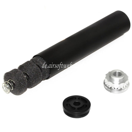 DOUBLE BELL 198mm/204mm x 43mm Schalldämpfer Geeignet für -14mm CCW Gegen den Uhrzeigersinn Gewehre Airsoft Schwarz/Silber