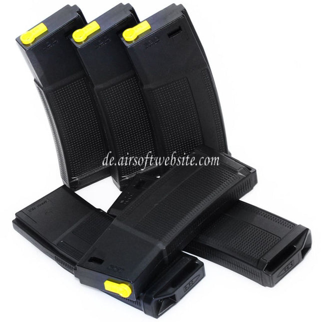 CYMA 6 Stück Packung EMG Daniel Defense 230rd Polymer Mid-Cap Magazin Geeignet für M4 M16 Serie AEG Gewehre Airsoft Schwarz