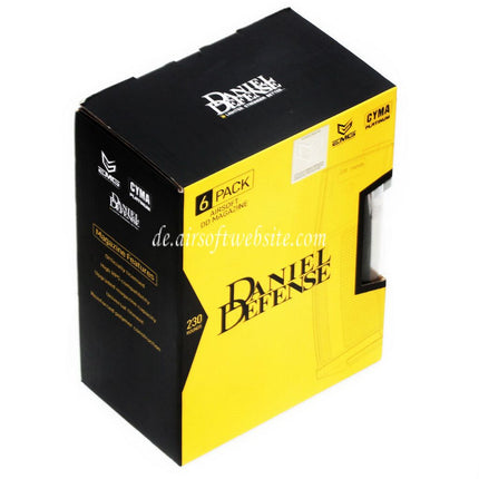 CYMA 6 Stück Packung EMG Daniel Defense 230rd Polymer Mid-Cap Magazin Geeignet für M4 M16 Serie AEG Gewehre Airsoft Schwarz