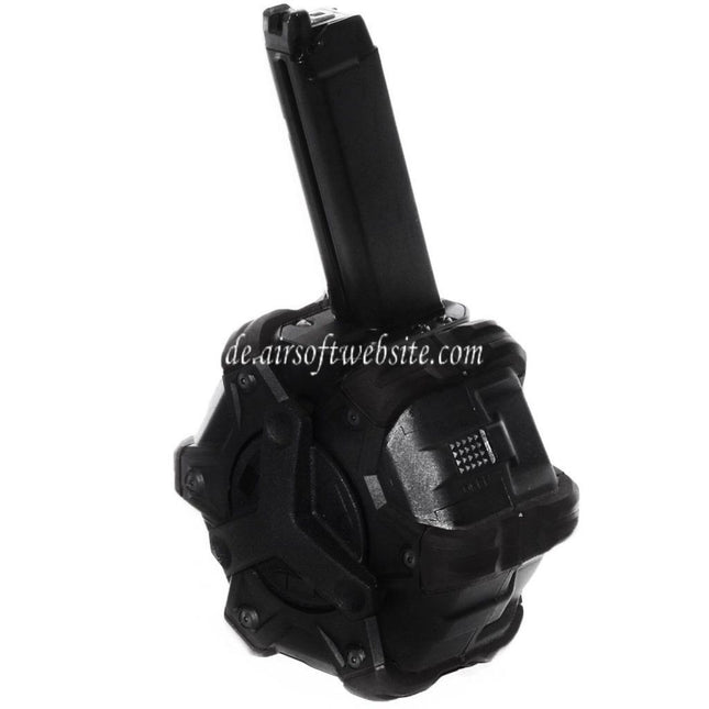 WE (WE-TECH) 350rd Gas Trommelmagazin Geeignet für G17 G18C G-Serie GBB Pistolen Airsoft