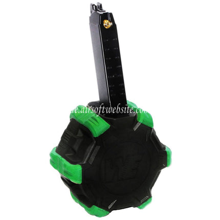 WE (WE-TECH) 350rd Gas Trommelmagazin Geeignet für G17 G18C G-Serie GBB Pistolen Airsoft