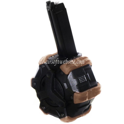 WE (WE-TECH) 350rd Gas Trommelmagazin Geeignet für G17 G18C G-Serie GBB Pistolen Airsoft