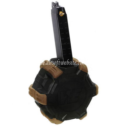 WE (WE-TECH) 350rd Gas Trommelmagazin Geeignet für G17 G18C G-Serie GBB Pistolen Airsoft