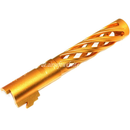 5KU 5 Zoll 123/127mm CNC Tornado Spiral Hollow Äußerer Lauf +11mm CW im Uhrzeigersinn Geeignet für Armorer Works AW WE-TECH Tokyo Marui Hi-Capa 5.1 GBB Pistolen Airsoft