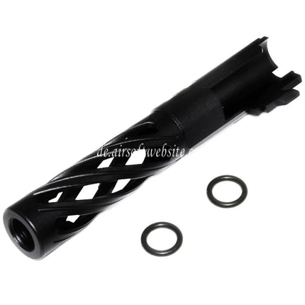 5KU 4.3 Zoll 106mm/110mm CNC Tornado Spiral Hollow Äußerer Lauf +11mm CW im Uhrzeigersinn Geeignet für Tokyo Marui Hi-Capa 4.3 GBB Pistolen Airsoft