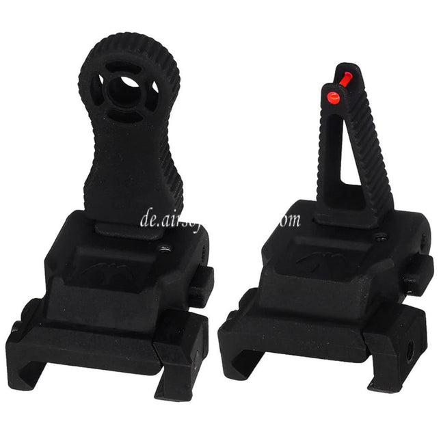 APS Falcon Hochklappen Fiberglasvisier Korn Kimme Geeignet für 20mm 1913 Picatinny Schiene M4 M16 AEG Gewehre Airsoft