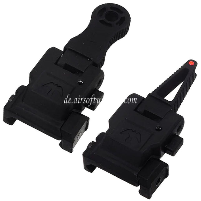 APS Falcon Hochklappen Fiberglasvisier Korn Kimme Geeignet für 20mm 1913 Picatinny Schiene M4 M16 AEG Gewehre Airsoft